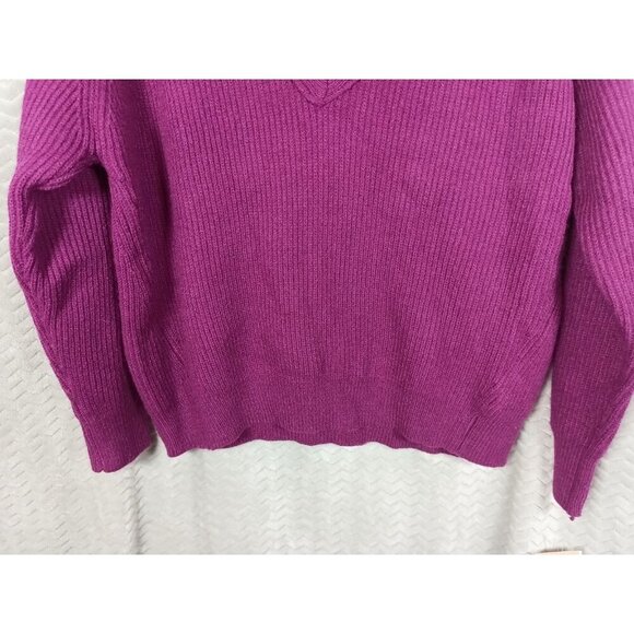 FRNCH V-Neck Women’s Ribbed Knit Pullover Sweater Fuschia Size M/L - Picture 4 of 9